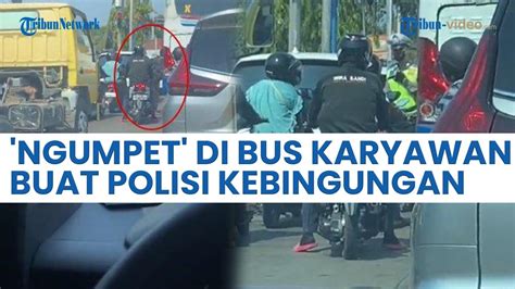 Viral Aksi Cerdik Pria Naik Motor Tak Pakai Helm Ngumpet Ke Bus Saat