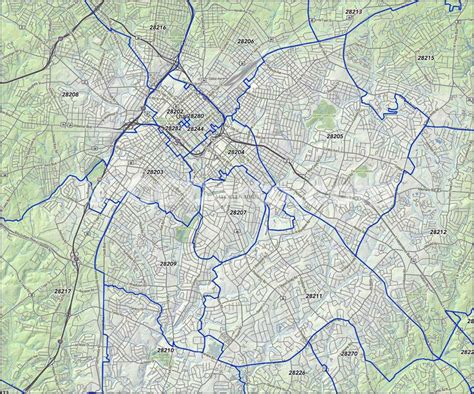 Charlotte Nc Zip Codes Mecklenburg County Nc Zip Code Map