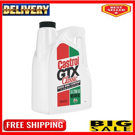 3 PACK Castrol GTX Classic 20W 50 Conventional Motor Oil 5 Quart Jug