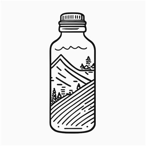 Premium Vector Water Bottle Line Art Illustration Monochrome Monotone