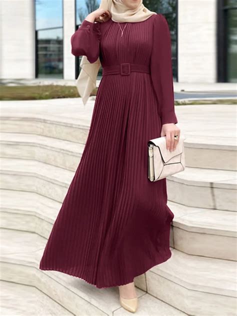 Zanzea Vestido Abaya Mu Ulmano Para Mulheres Kaftan De Manga Longa