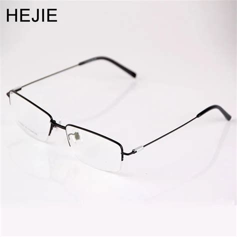 Hejie Grade Men Pure Titanium Eyeglasses Frames Brand Half Rim Clear Lens Optical Glasses Frames