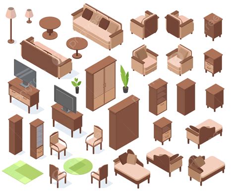 Living Room Furniture Vector Png Images Isometric Living Room