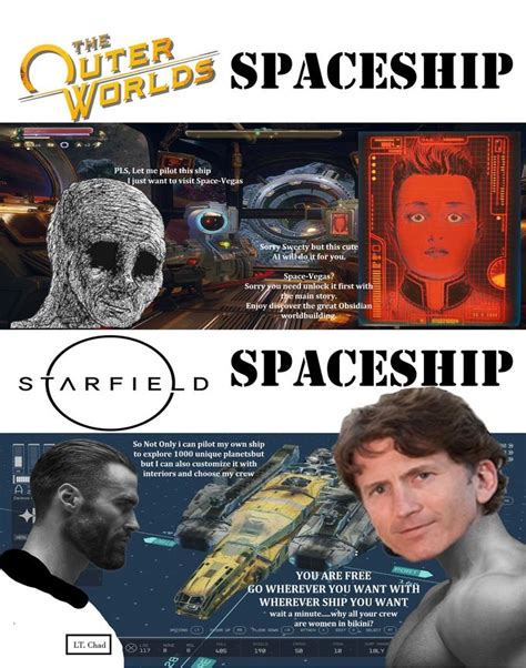 The Outer Worlds Spaceship Vs Starfield Spaceship Starfield Know