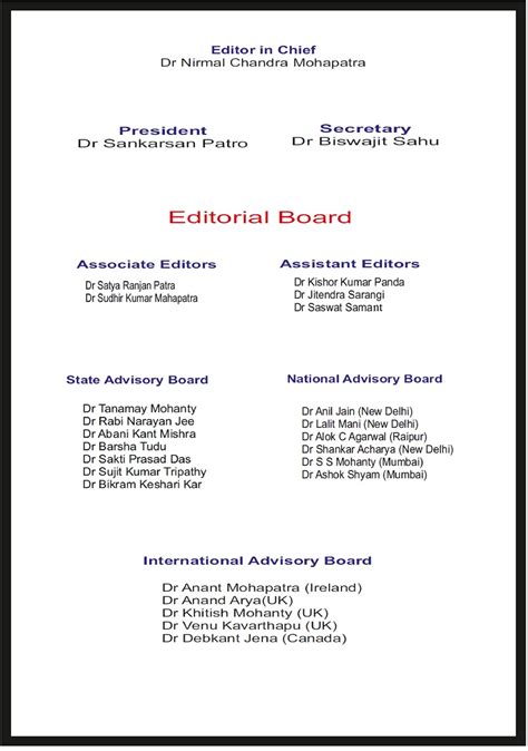 Editorial Board | Odisha Journal of Orthopaedics and Trauma