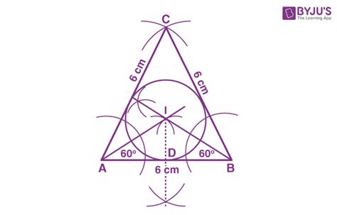 Construct An Equilateral Triangle Of Side 6 Cm And Mark The Incircle Maths Q And A