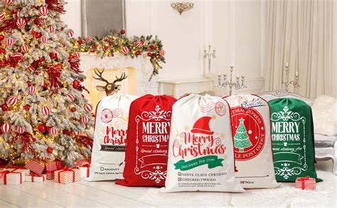 Faylapa Pcs Large Santa Sacks Patterns Personalized Reusable