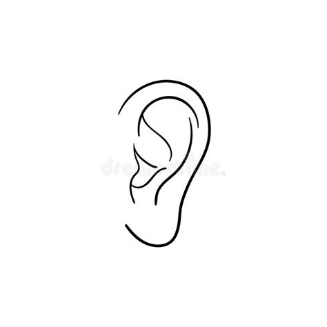 Human Ear With Sound Waves Hand Drawn Outline Doodle Icon Stock Vector