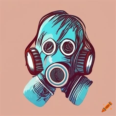 Minimalistic Line Drawing Of A Gas Mask