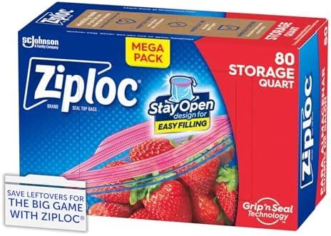 Amazon Ziploc Quart Food Storage Freezer Bags New Stay Open