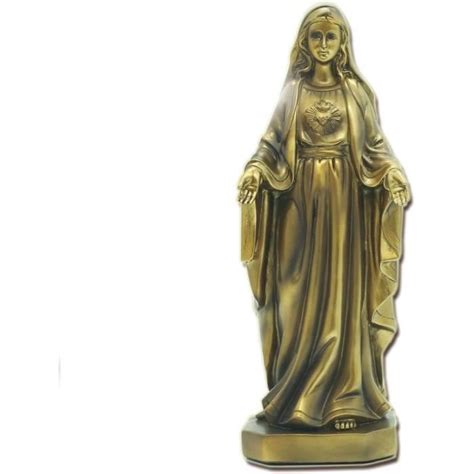 Statue Religieuse Vierge Marie Résine Or 30Cm H176 Cdiscount Maison