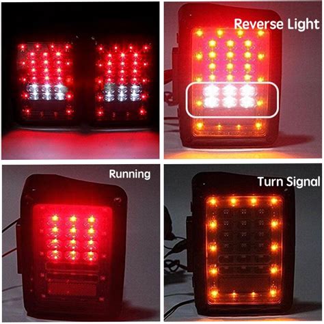 Smoke Led Tail Lights For Jeep Wrangler Jk Rear Light Lens Black Rear Brake Reverse Lamp Bumper