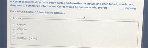 Solved Carlos Makes Flashcards To Study Writes And Rewrites Chegg