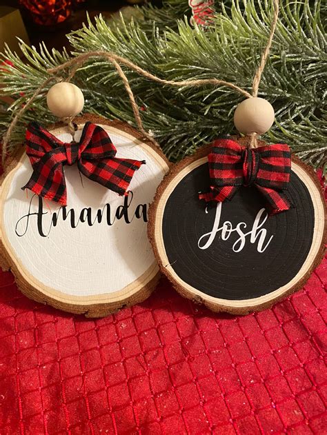 Wood Ornament Custom Wood Slice Ornament Name Ornament Etsy