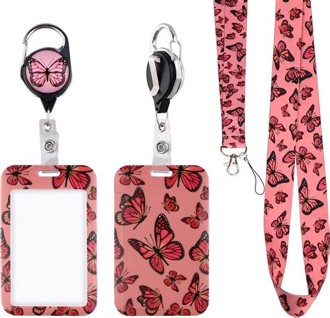 Amazon Bkbkaak Cute Pink Butterfly Lanyards For Id Badge Holder