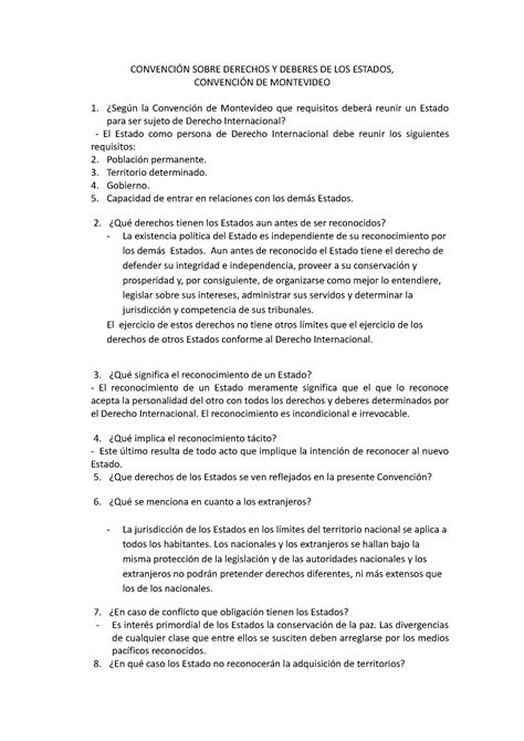 Convenci N Sobre Derechos Y Deberes De Los Estados Convenci N Sobre