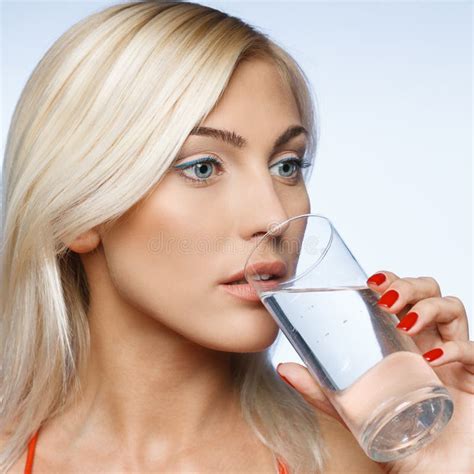 Pretty Blonde Drinking Glass Water Stock Photos Free Royalty