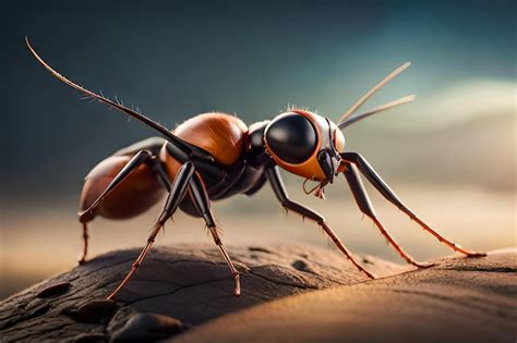 Un Primer Plano De Una Hormiga Roja Con Ojos Negros Generados Por Ai