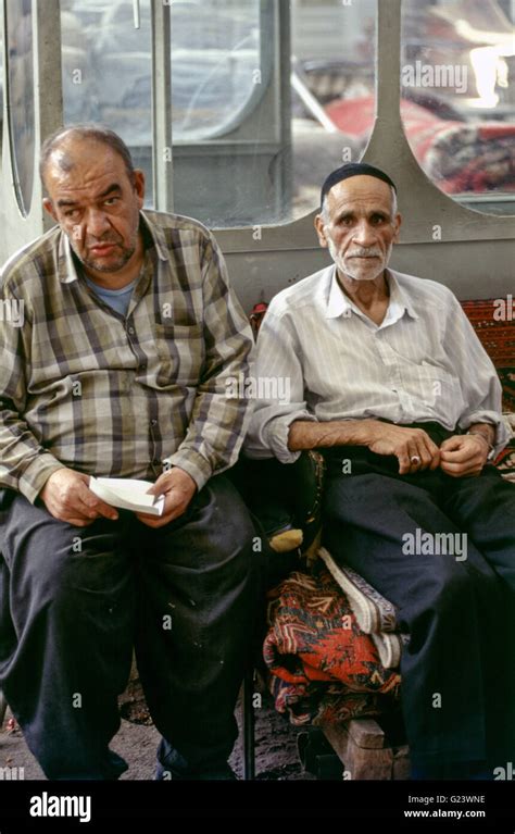 Two Elderly Iranian Men Resting In The Tehran Bazaar Stock Photo Alamy