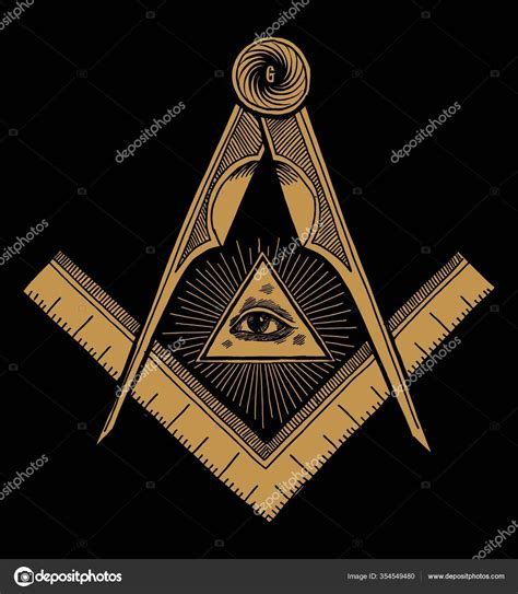 Freemason Symbol Square Compasses Eye Providence Shine Vintage Occult