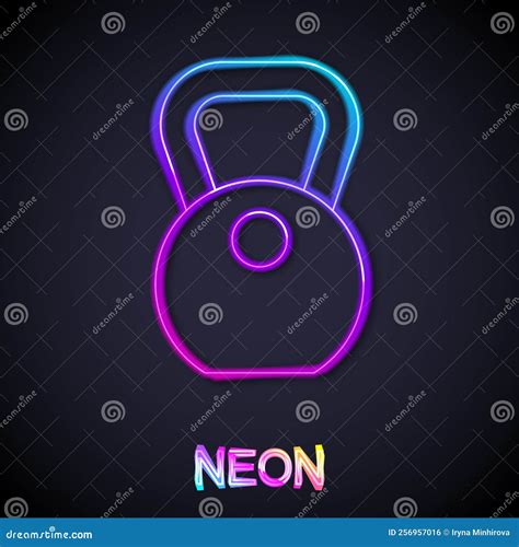 Glowing Neon Line Weight Icon Isolated On Black Background Kilogram