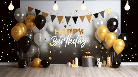 Fundo de aniversário preto PSD Premium