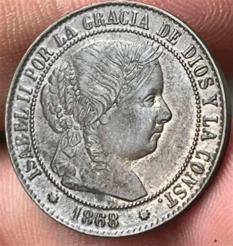 2 5 Céntimos de Escudo Isabel II 1868 4º Sistema Monetario céntimos de