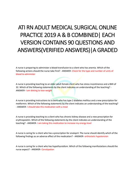 Rn Adult Medical Surgical Online Practice 2019 A - Trend Spotter