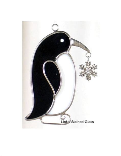 Stained Glass Penguin Sun Catcher Etsy Flocon De Neige Vitrail