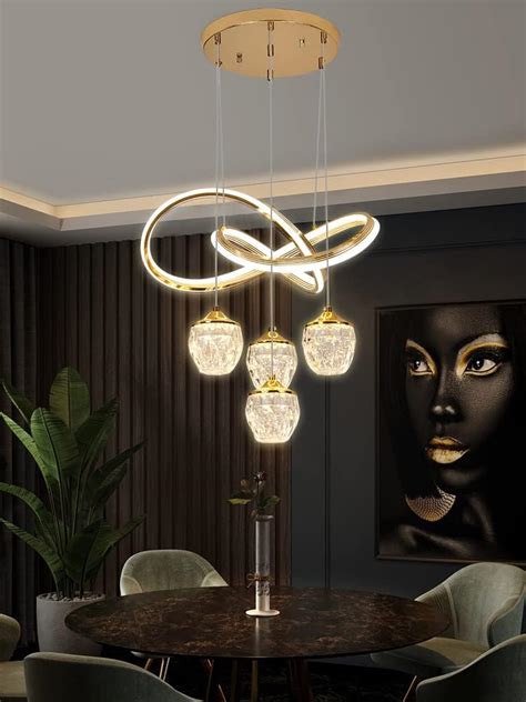 Buy CITRA LED Gold 4 Light Curvy Pendant Chandelier Light Warm White