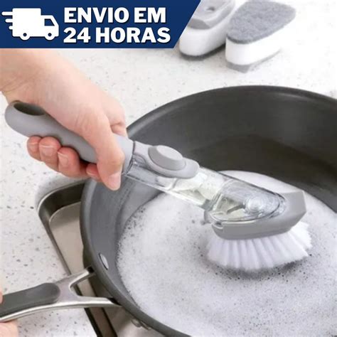 Escova Porta Detergente Multiuso Lava Louça 2 Em 1 Dispenser Shopee