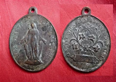 Ancienne Grande M Daille Pieuse Religieuse De La Vierge Monstra Te Esse