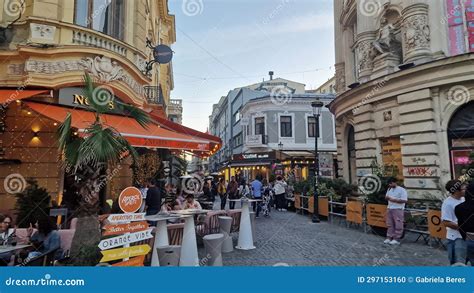 Street Scene In The Historical Old Town In Bucharest Editorial Image