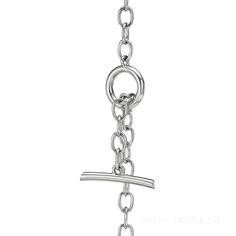 【tiffany蒂芙尼】tiffany Knot 系列 18k 白金镶钻双行项链 70300257 搜品之家