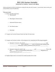 Worksheet Mitosis Meiosis And Aging Docx BIO 106 Human Heredity