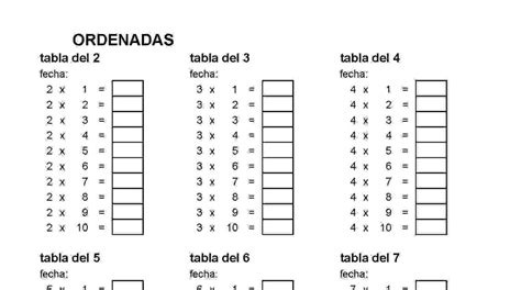 Enseña A Tus Hijos Plantilla Practicas Tablas De Multiplicar Para