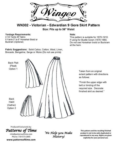 WN302 Victorian Edwardian 9 Gore Skirt Sewing Pattern By Wingeo Etsy