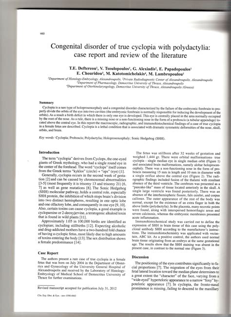 Pdf Congenital Disorder Of True Cyclopia With Polydactylia Case