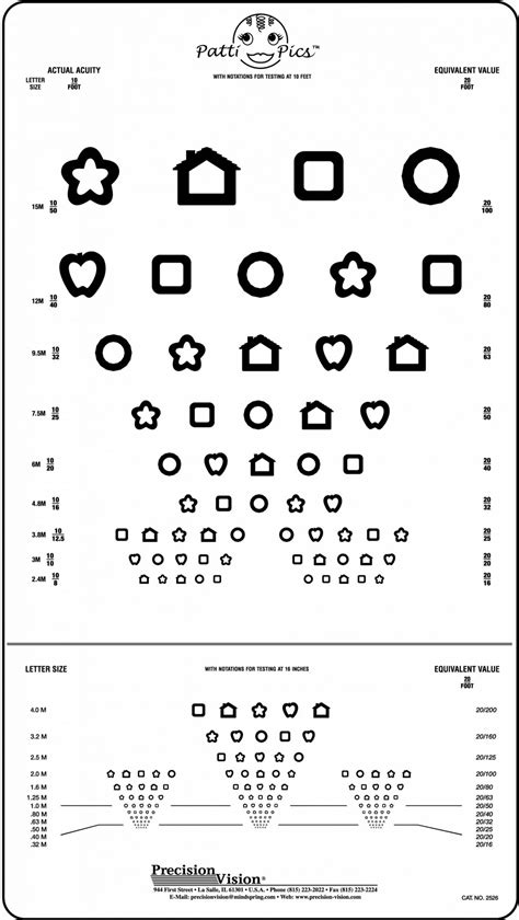 Patti Pics Double Sided Split MassVat Near Vision Eye Test Chart - Precision Vision