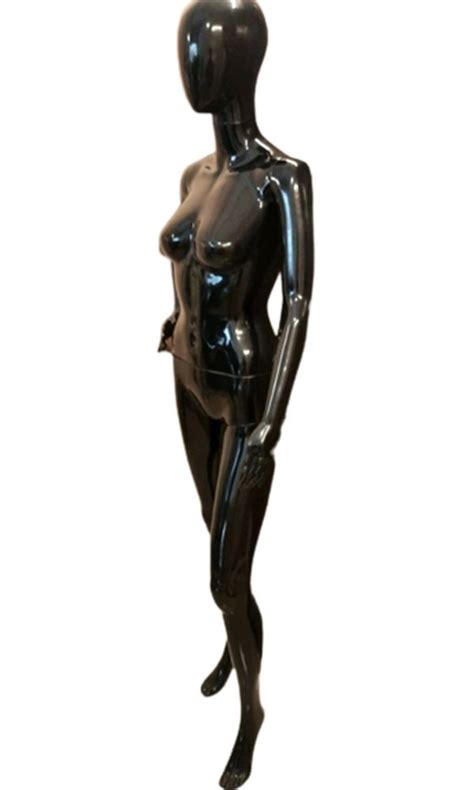 Plastic Glossy Black Female Standing Mannequin For Garments Display