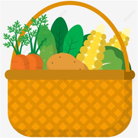 Basket Full Of Vegetables Corn Potato Carrot Spanich Vector Vegetables