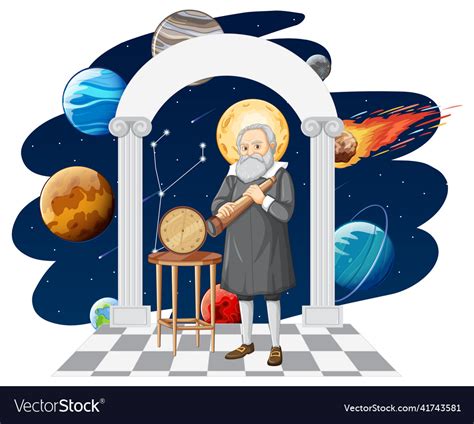 Galileo Galilei Cartoon Character Royalty Free Vector Image