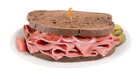 Corned Beef Sandwich On White Plate Prepared Food Photos Inc