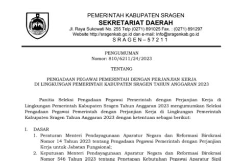 Pemkab Sragen Resmi Membuka 658 Formasi PPPK Tahun 2023 Ini Rincian