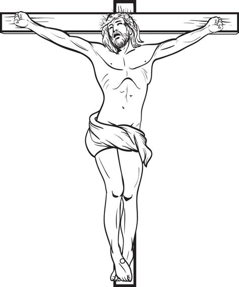 Jesus Christ Crucified On The Cross Coloring Page Jesus Drawings