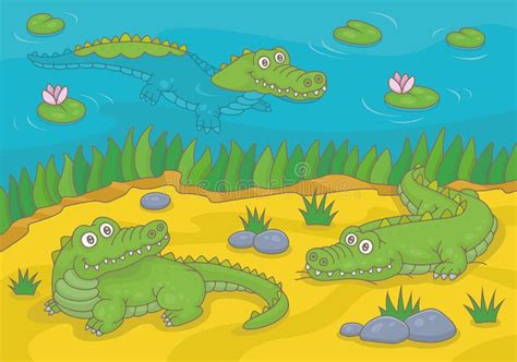 Trois Crocodiles Heureux Illustration De Vecteur Illustration Du