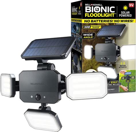 Bell And Howell Bionic Floodlight Outdoor Solar Lights With Motion