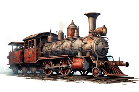 Vintage Train with Steam Engine, Illustration Generated by AI Stock ...