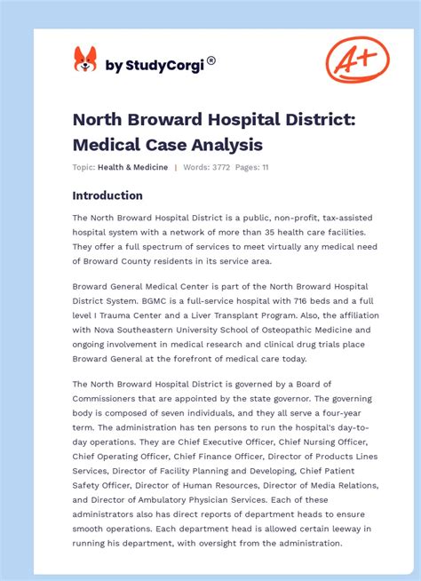 North Broward Hospital District Medical Case Analysis Free Essay Example