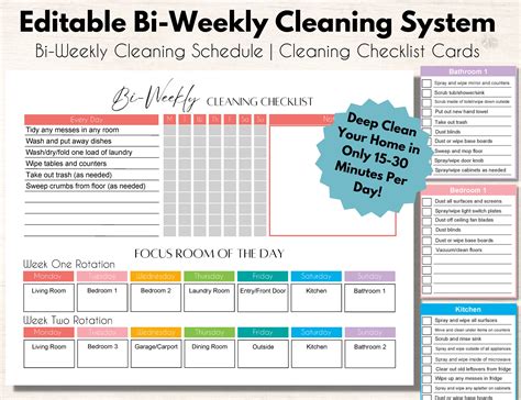 Editable Bi Weekly Cleaning Schedule Printable With Cleaning Checklist